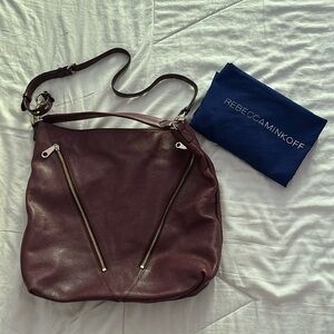 Rebecca Minkoff Moto Hobo Dark Cherry Leather Bag
